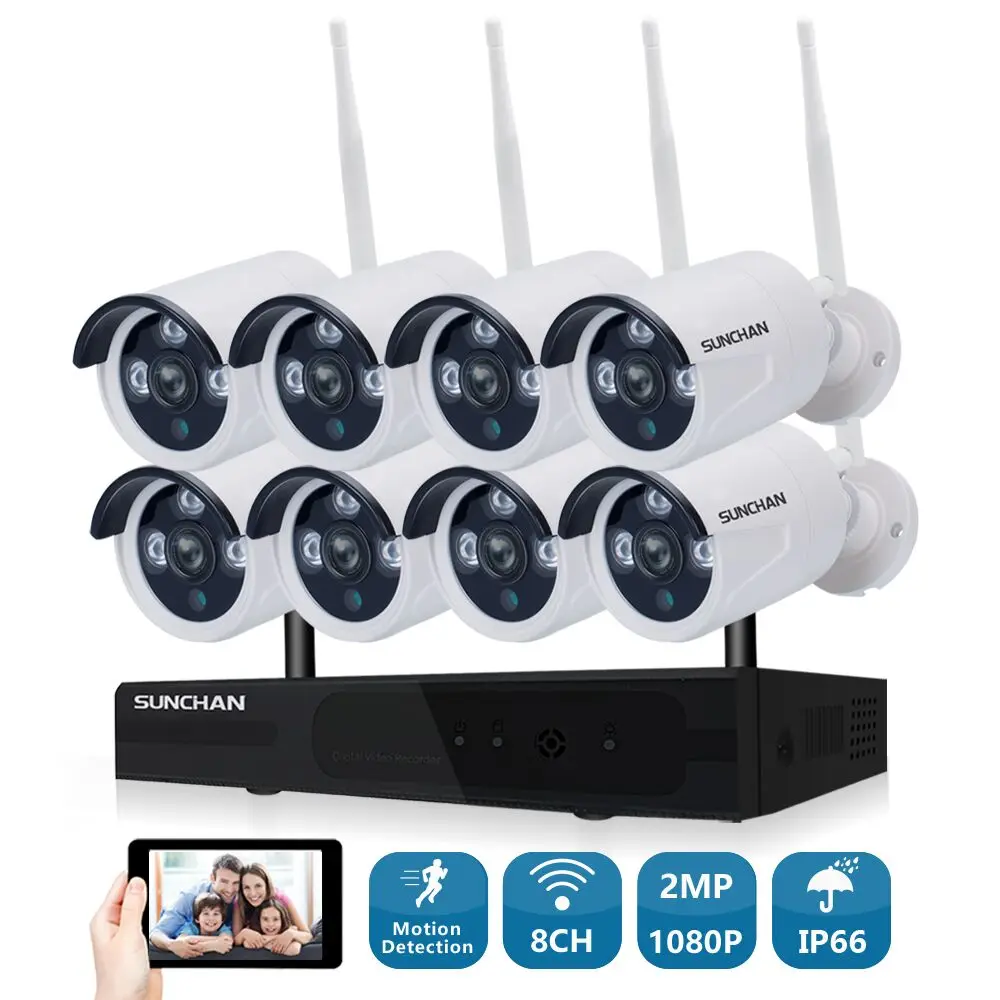 SUNCHAN 8CH Wifi камера видеонаблюдения системы безопасности In/Outdoor 8ch 1080P 2.0MP