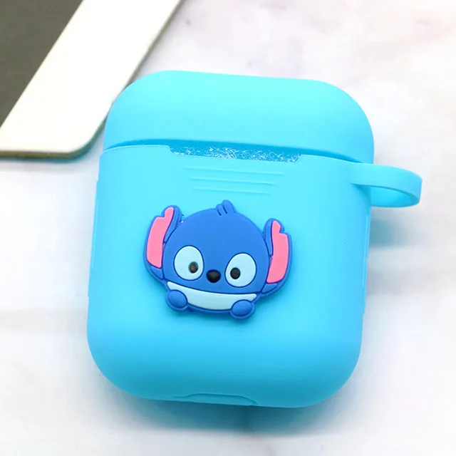 Light blue stitch Милый мультяшный беспроводной Чехол для наушников для Apple AirPods 2 Силиконовый чехол для зарядки наушников Защитный чехол для AirPods - Цвет: Light blue stitch