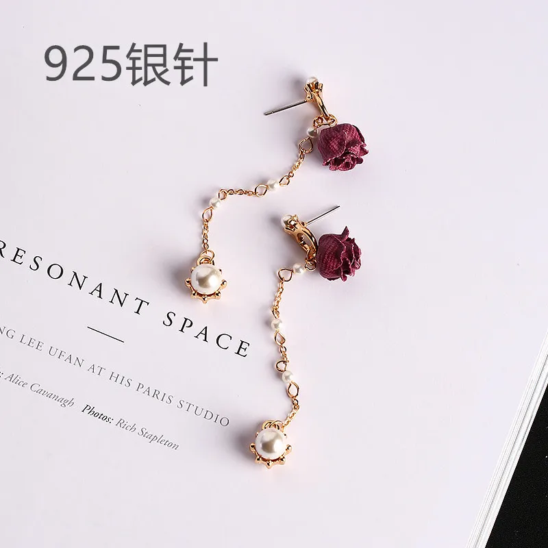 IMucci корейский Гламурный сладкий ткань золотистый Серебристый с розой серьги