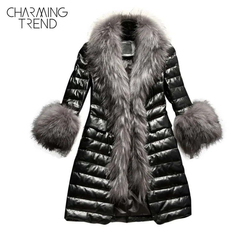 Charmingtrend хлопковая куртка Для женщин искусственной меховой воротник стеганые PU