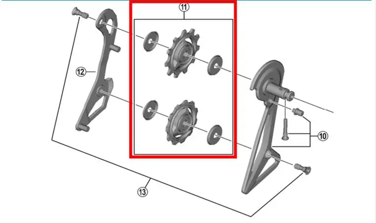 Фото Комплект шкивов заднего переключателя передач Shimano SLX/Deore RD-M675/M615/M663 XTR XT 10 задний переключатель скорости №5