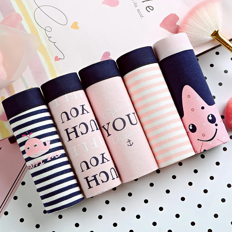 5 шт./лот женские трусики сексуальное хлопковое нижнее белье с милым принтом