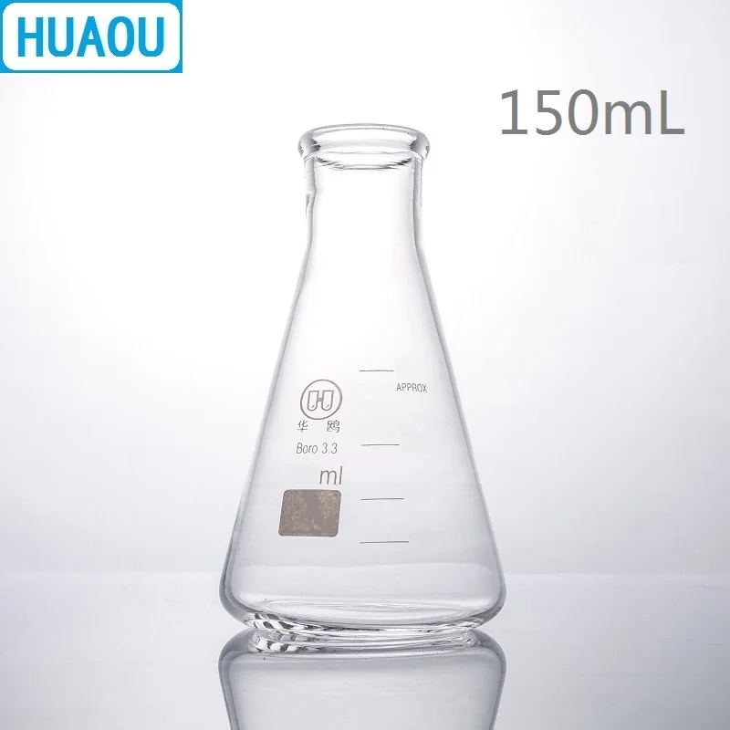 Колба Erlenmeyer HUAOU 150 мл лабораторное химическое оборудование из боросилированного