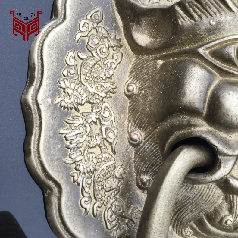 Китайская античная деревянная дверь искусственная голова льва дверная ручка