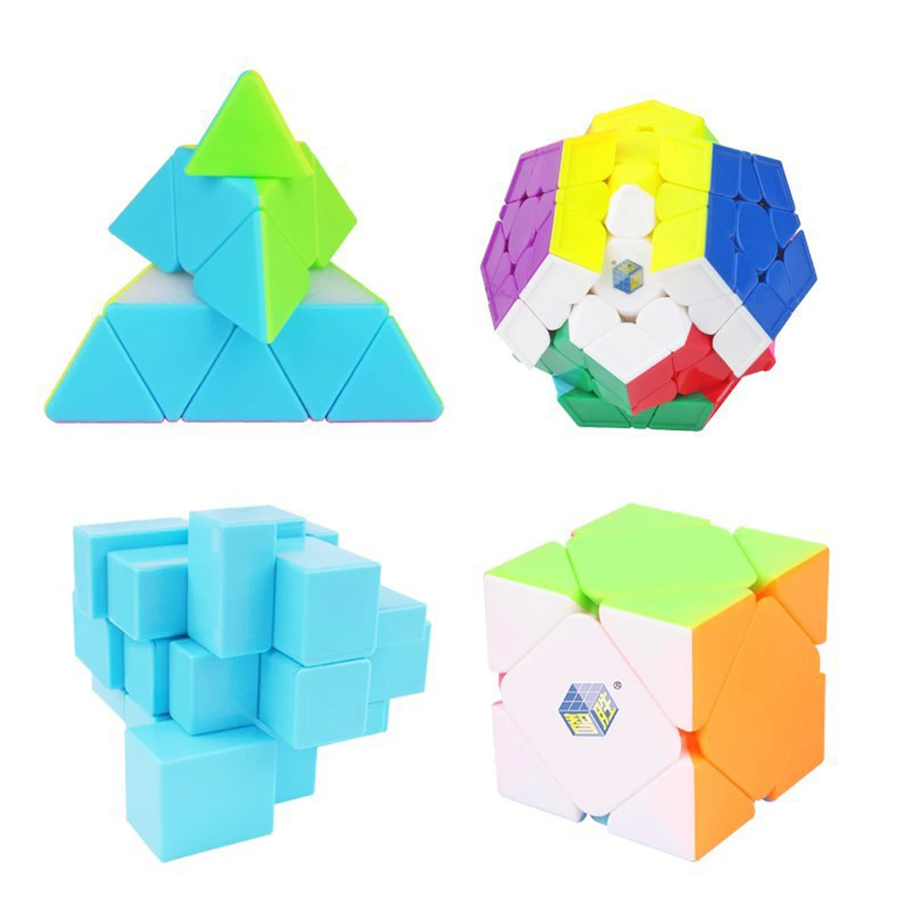 YUXIN 4 шт. в наборе 3x3 гладкая зеркальная скошенная Пирамида Megaminx без наклеек