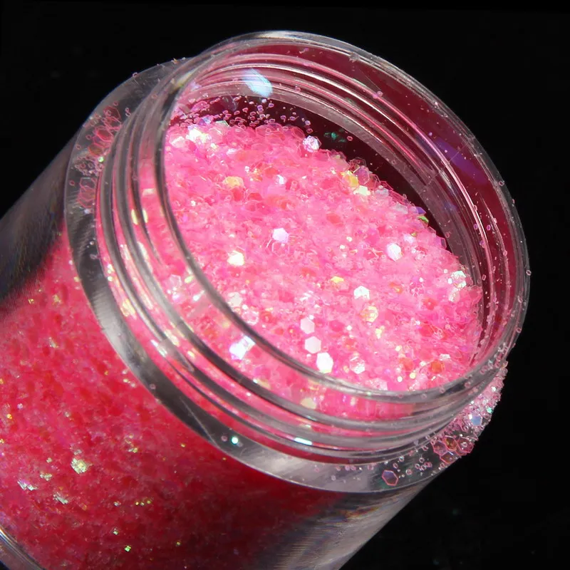 Беззвучный смешанный размер 9 цветов Блеск для ногтей в бутылке акриловая