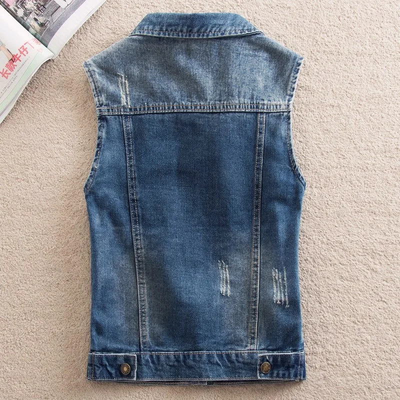 Женский джинсовый жилет новая весенне осенняя куртка винтажный короткая женская