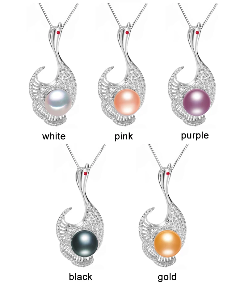 Женское жемчужное ожерелье ZHBORUINI подвеска в виде лебедя из серебра 925 пробы|pendant