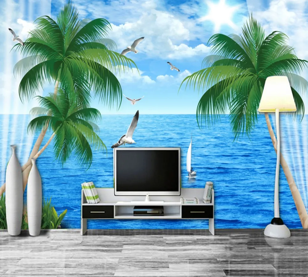 Бесплатная доставка красивый морской пейзаж Средиземноморский стиль 3D обои на