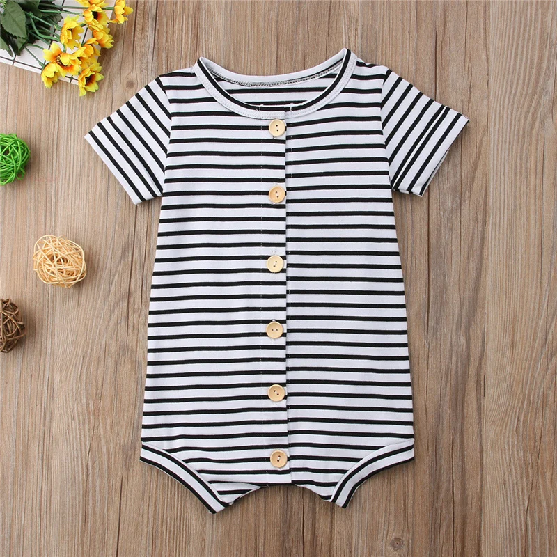 2019 Brand Infant Baby Boys Girls Cotton Button short sleeve Romper Jumpsuit One-piece Outfits Clothes 0-24M | Мать и ребенок