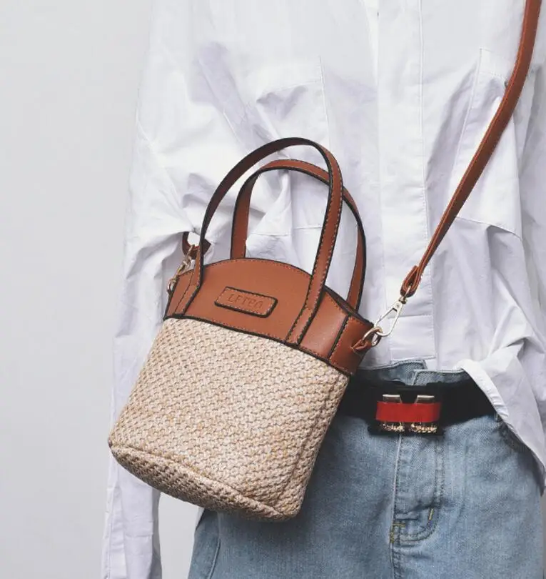2018 Women Handbag Summer Beach Tote Circle Bag Handmade Rattan woven Round handbag Vintage Retro Straw Knitted Messenger | Багаж и сумки