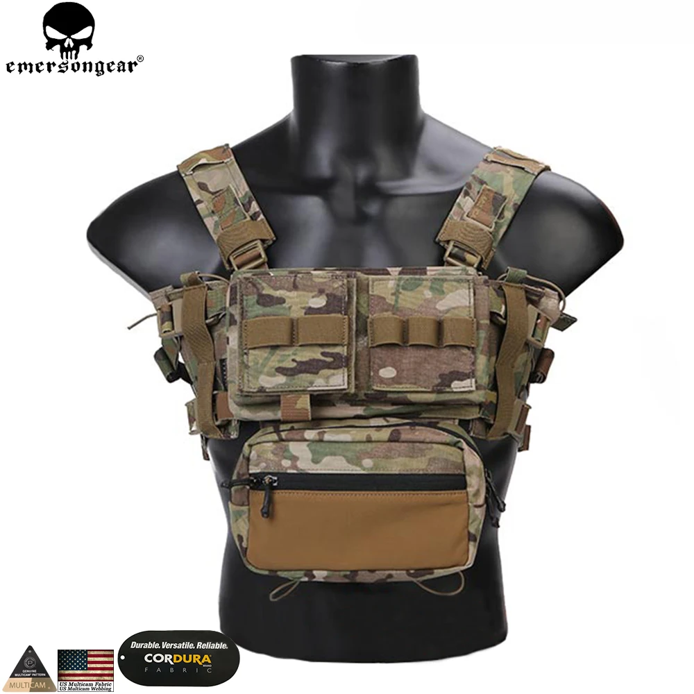 EMERSONGEAR, тактическая нагрудная установка, микро бои, Chissis MK3, нагрудная установка, для страйкбола, для охоты, боевой жилет с 5,56, маг, сумка, Мультикам