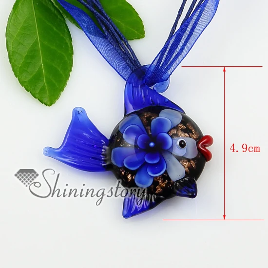 

fish flower flowers inside lampwork murano Italian venetian handmade glass necklaces pendants cheap fashion jewellery
