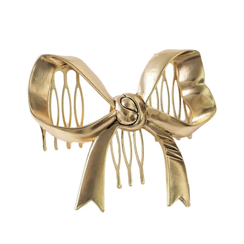 Винтажный бант золотого цвета расчески для волос женщин милый Бант Шпилька