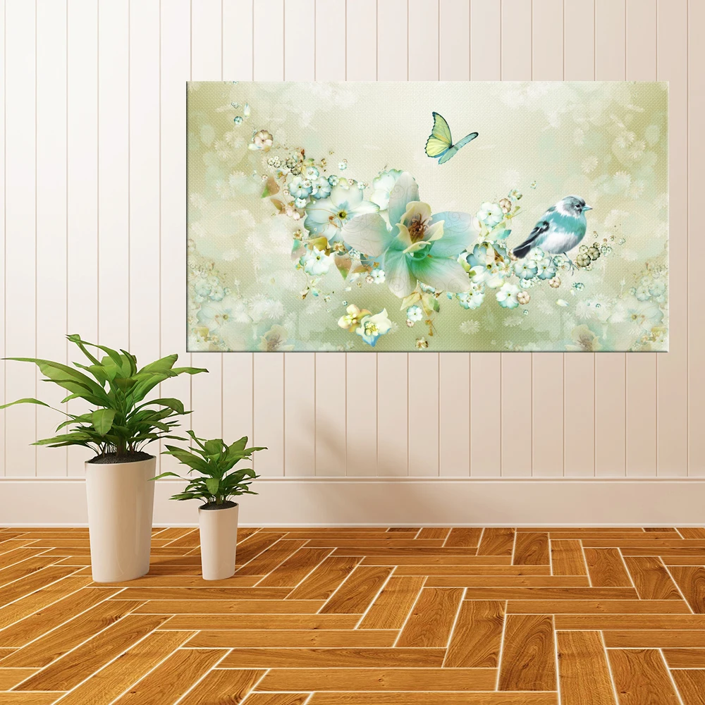 Винтажные настенные плакаты и принты с птицами цветами черно-белые картины на