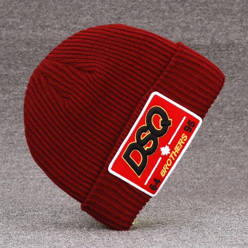 DSQICOND2 бренд Skullies шапочка Вышивка Лыжный Спорт Трикотажные Шапки прибытие Трикотажные DSQ Мужская зимняя шапка Для женщин Канада капот Homme