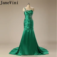 janevini mermaid evening dresses one shoulder sequins beads satin mother of the bride dress sweep train women formal party gowns