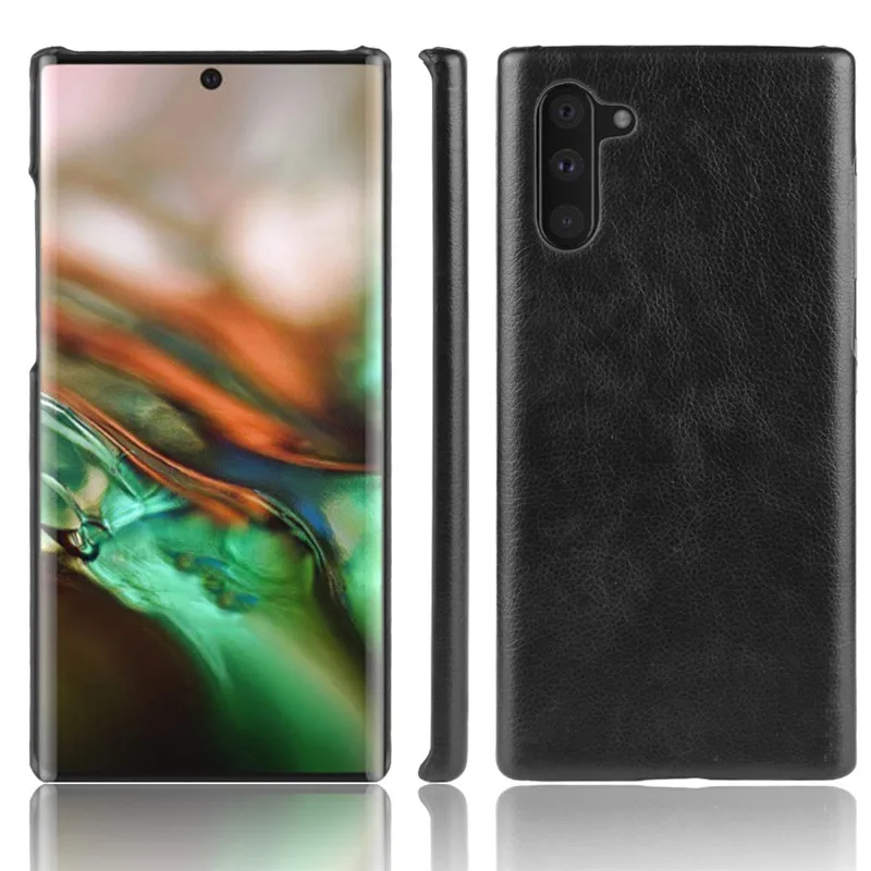 Чехол для samsung Galaxy Note 10 Роскошный чехол из искусственной кожи личи Твердый