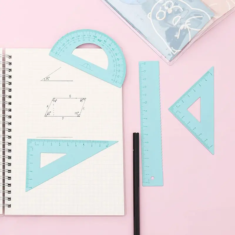 Metal Drawing Measurement Geometry Protractor Triangular Ruler Straightedge School Office Student Stationery Measurement Ruler