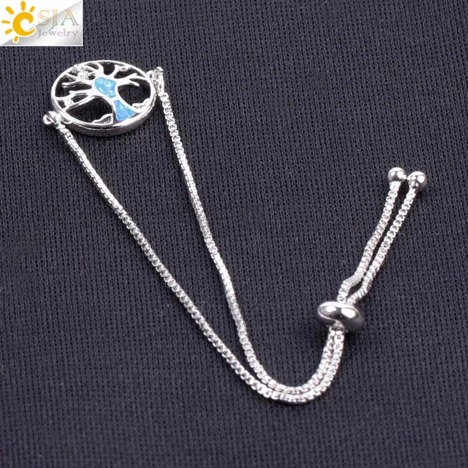 CSJA Голубой опал драгоценный камень ювелирные изделия для женщин коробка цепь