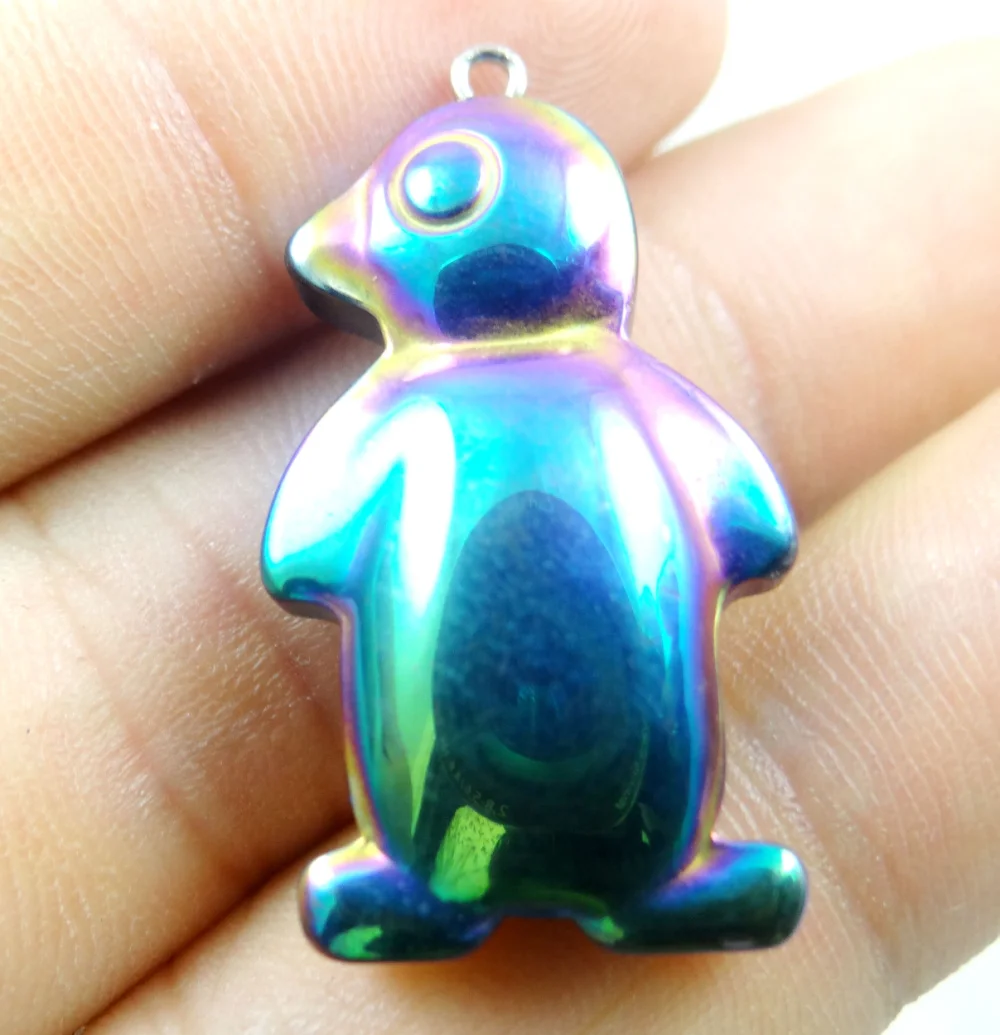 Натуральный кварц хрусталь титана гематит ручная работа кулон в виде пингвина