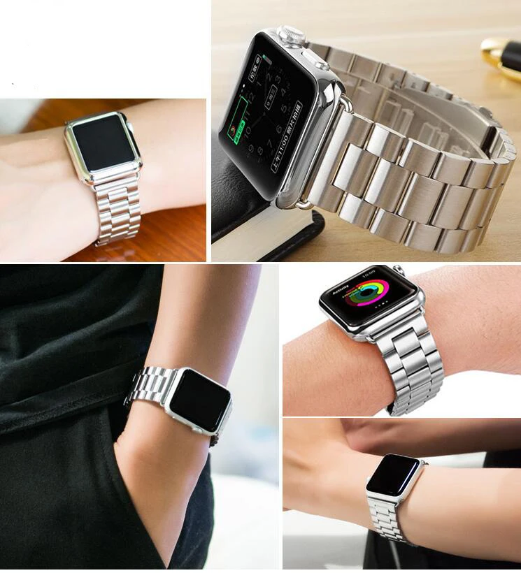 Сталь ремешок для iwatch Apple Watch Serise 1 2 3 Спорт edition 38 мм 42 запястье браслет с адаптером