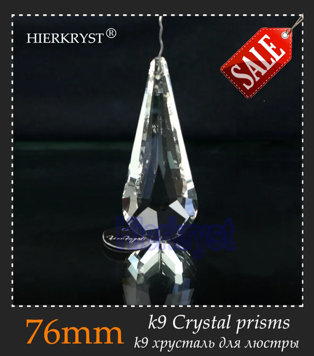 

1pc K9 Clear Glass Crystals Pendants for Chandeliers long water Shape Rainbow Crystal Prisms Drops Chandelier Parts 2.99 inch