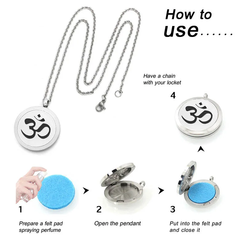 30 мм ожерелье из нержавеющей стали с распылителем эфирного масла смешанный стиль