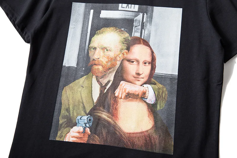 Новинка мужские футболки 19ss в стиле панк с принтом Gunner Mona Lisa хип-хоп уличные