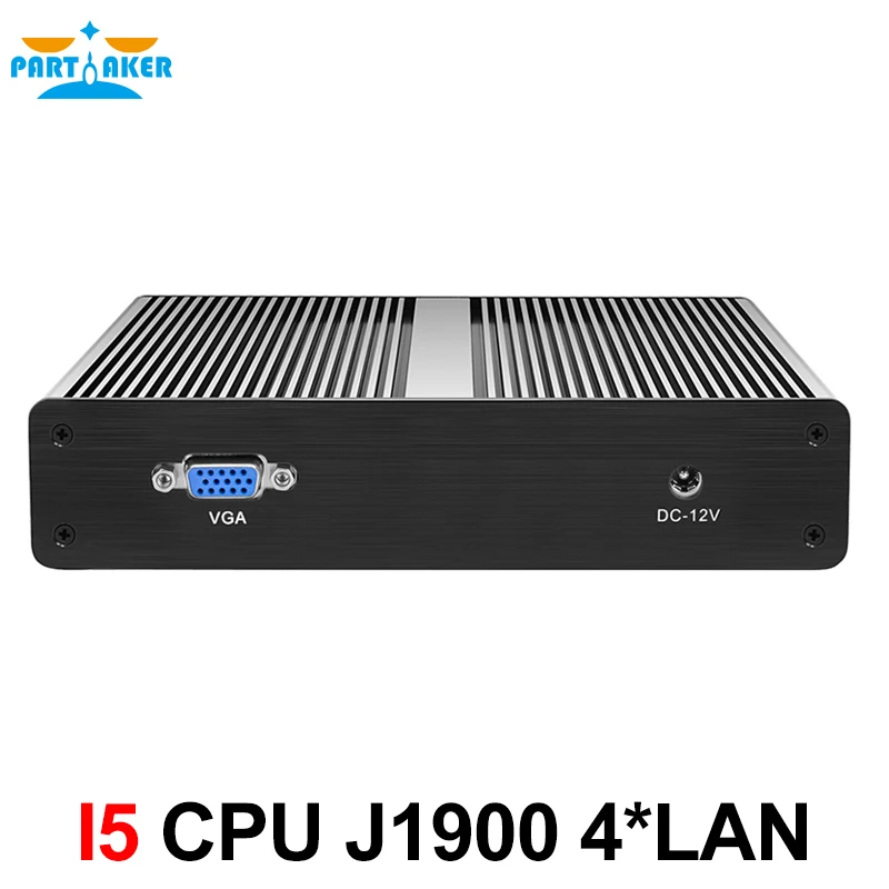Причастник Мини ПК Сервер Pfsense OS J1900 Четырехъядерный 4 LAN 1080P 12V мини настольный