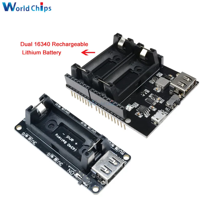 Двойное зарядное устройство для литиевой батареи 16340 защитный модуль ESP8266 ESP32