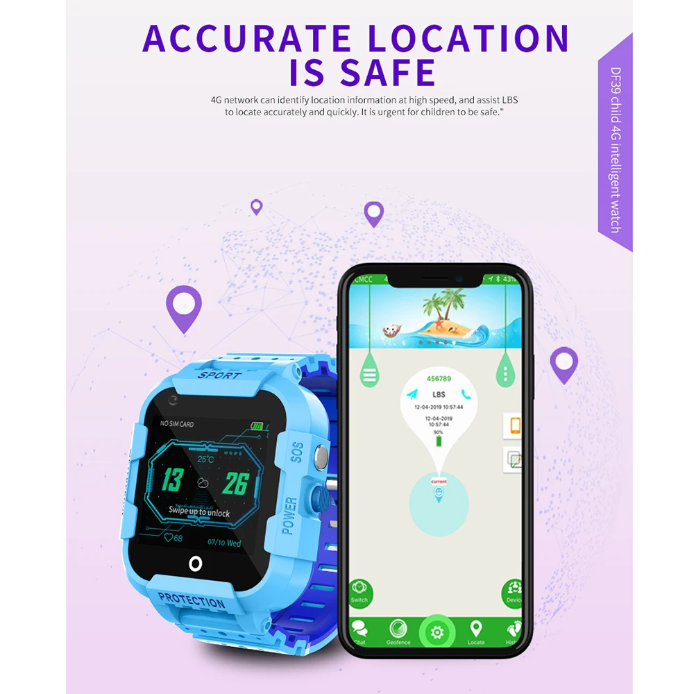 

DF39 Kids GPS tracker watch 4G smart watches GPS LBS WIFI location SOS call 1.44' Camera children tracking clock PK DF25G DF33