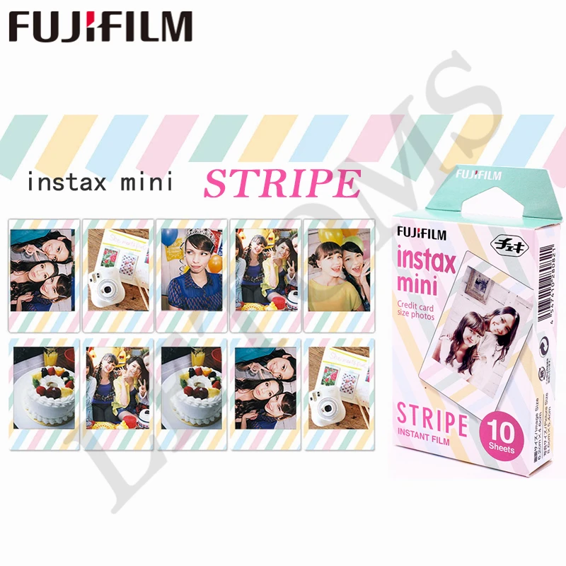 Fuji Fujifilm 20 листов Instax Mini небесно голубой + полосатая фотобумага для камеры 8 7s 25 50s 90