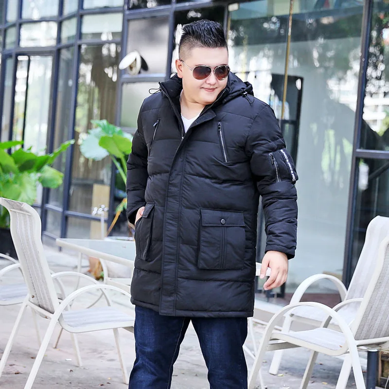 Зимняя куртка размера плюс 10XL 9XL 8XL большой размер длинный белый пуховик на утином