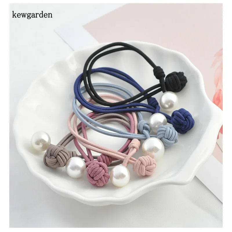 Kewgarden милое жемчужное кольцо для волос женский галстук веревка версия головной убор лента резинка для волос DIY бант аксессуары 20 шт./партия