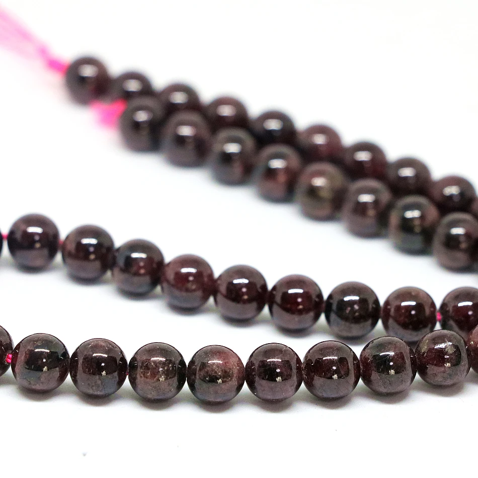 Natural stone 4mm 6mm 8mm 9mm garnet round loose beads women high grade party prom gifts diy jewelry 15inch GE5053 | Украшения и