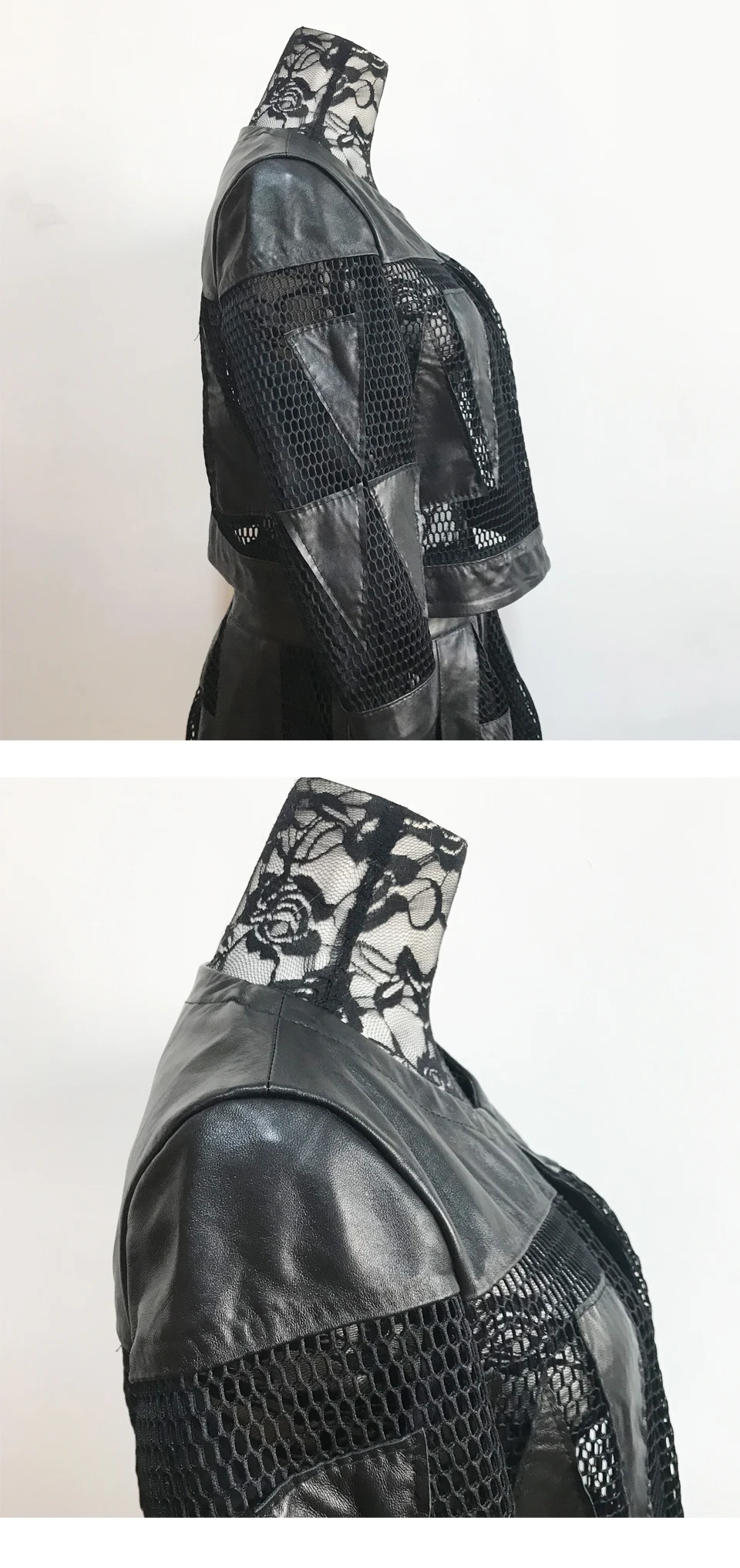 SHILO GO/Новая модная уличная Женская свободная черная короткая куртка из овечьей кожи с круглым вырезом, комплект с плиссированной юбкой