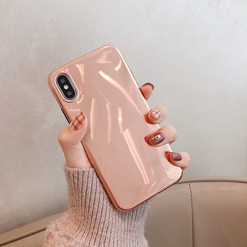 GlamPhone чехол простой Алмазный Лазерный чехол для телефона для iPhone XS Max XR XS 8 8plus 7 7plus 6S 6splus 6 6plus мягкая задняя крышка