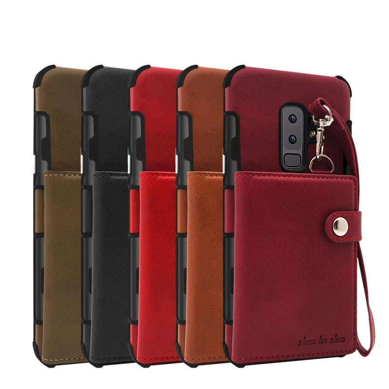 for Samsung Galaxy S9 s9 plus s9plus universal wallet luxury phone case Lanyard Plain Card Pocket Phone Cases s9+ | Мобильные