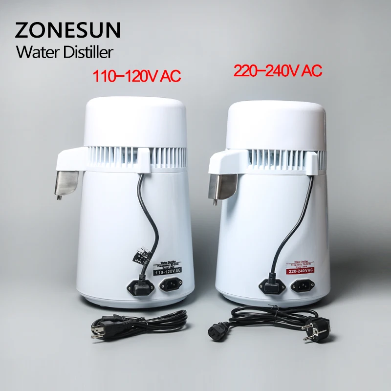 ZONESUN 4L портативный дистиллятор для воды из нержавеющей стали очиститель фильтра