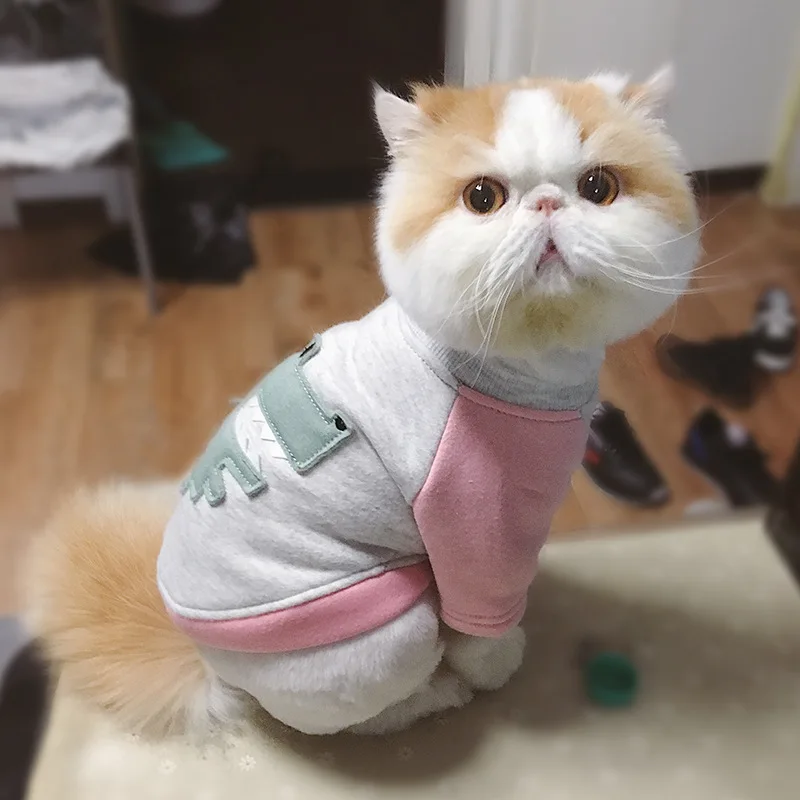 Мягкий хлопковый костюм для кошек модная одежда из мультфильмов толстовка с