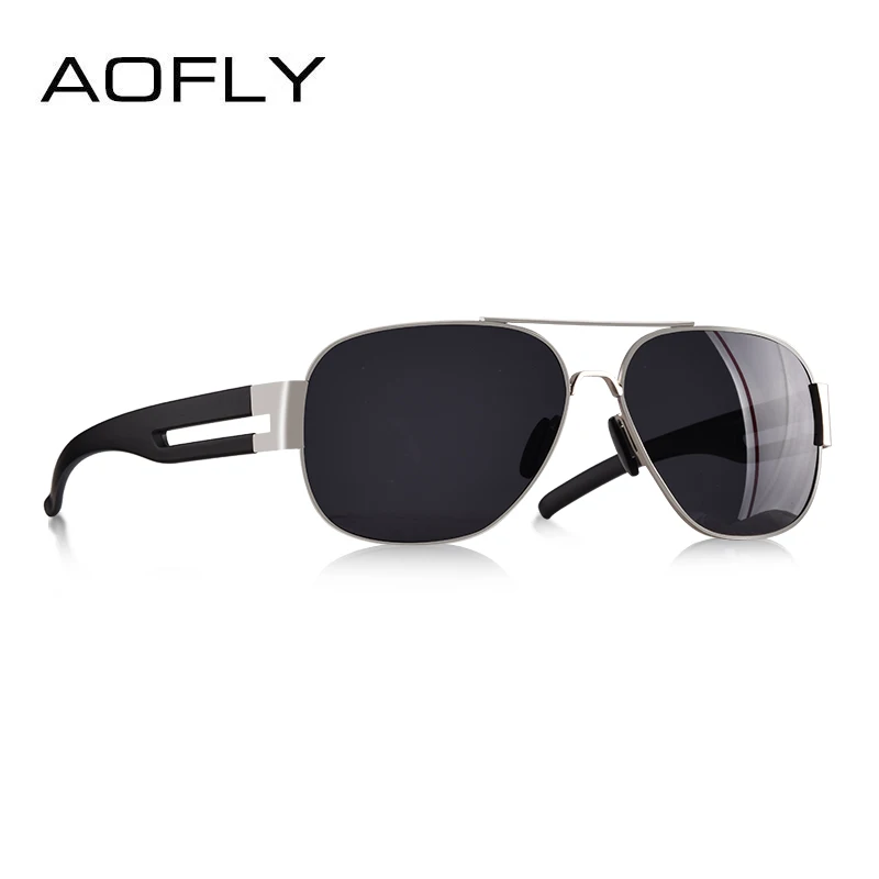 AOFLY, мужские солнцезащитные очки, фирменный дизайн, металлическая оправа TR90, дужки, негабаритные, поляризационные, мужские солнцезащитные очки для мужчин, gafas oculos masculino - Цвет линз: C3Silver
