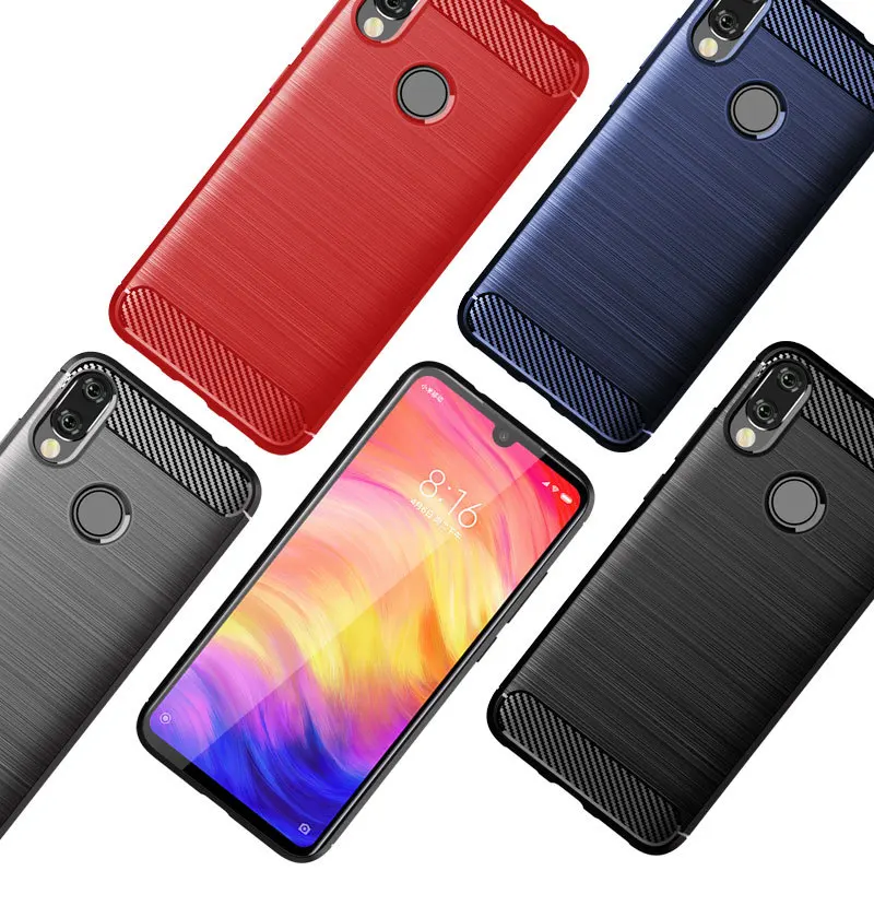 Чехол для Xiaomi Redmi Note 7 силиконовый мягкий ТПУ чехол с текстурой из матового
