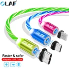 Магнитный зарядный кабель OLAF, ослепительный легкий Магнитный кабель Micro USB Тип C USB C, быстрая зарядка для Apple iPhone Samsung Xiaomi