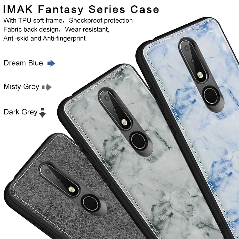 IMAK Fantasy Series Cloth Texture Case for Nokia 6.1 Plus X6 Fabric Leather + Hard PC TPU Edge NOKIA 6.1Plus Cases Cover |