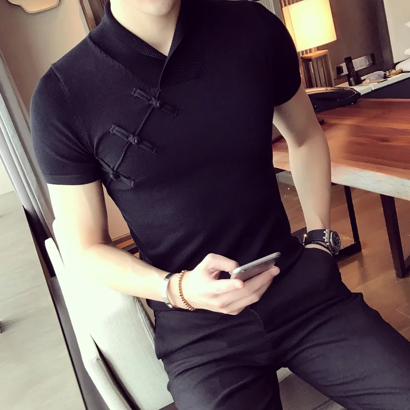 Мужская футболка с короткими рукавами винтажный свитер в китайском стиле