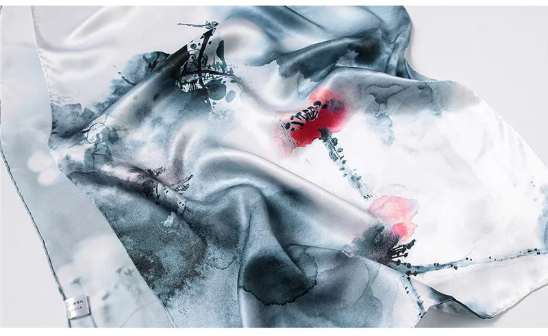 Butterfly Print Silk Scarf Spring Pure Silk Scarf Shawl Hand-rolled Edges Natural Silk Scarf Women Fashion Scarves Wraps