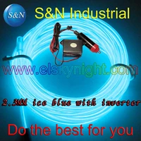 ice blue 5m 12vdc softy neon light el wire rope tube ciggar plug controller for car creative decoration free shipping