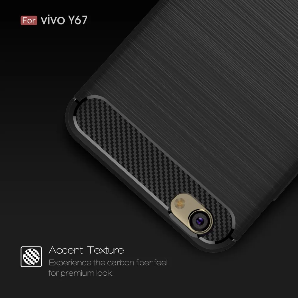 VIVO V5 случае углеродного Волокно текстуры щеткой Мягкий силиконовый чехол для