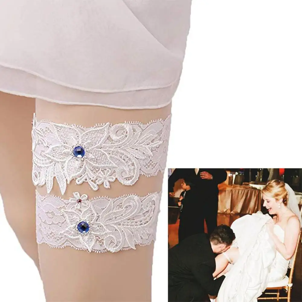 Комплект из 2 предметов свадебные подвязки кружевная вышивка цветочные